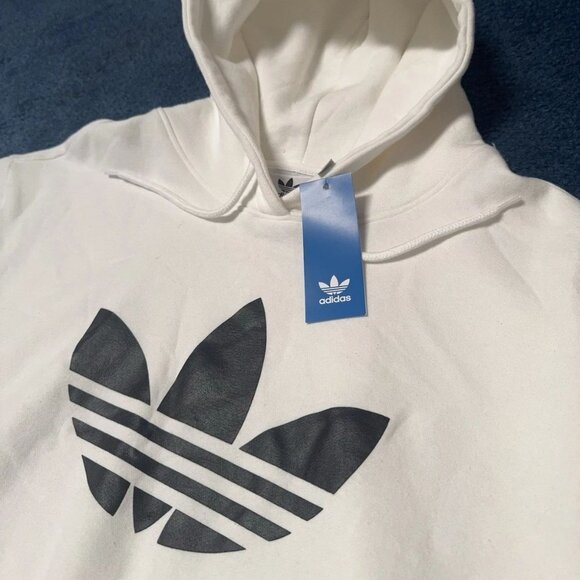 adidas Originals Trefoil Big Logo Hoodie XL White Streetwear Classic NWT - Picture 1 of 13